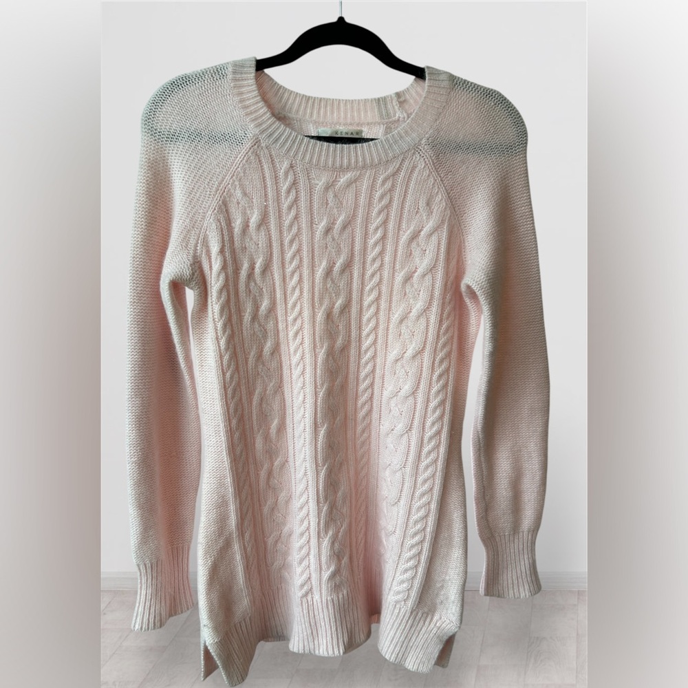 Petal Pink Angora Blend Cable-knit Sweater